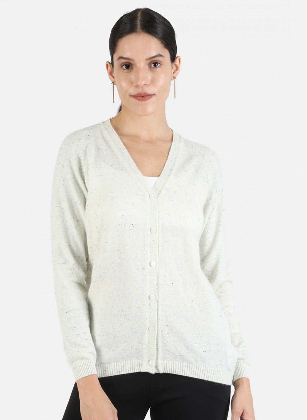 Women White Solid Cardigan