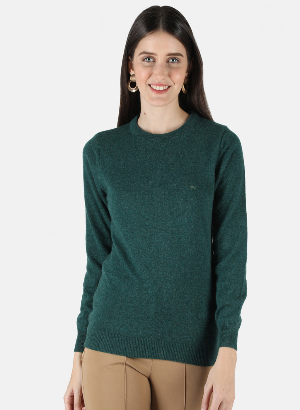 Women Green Solid Top