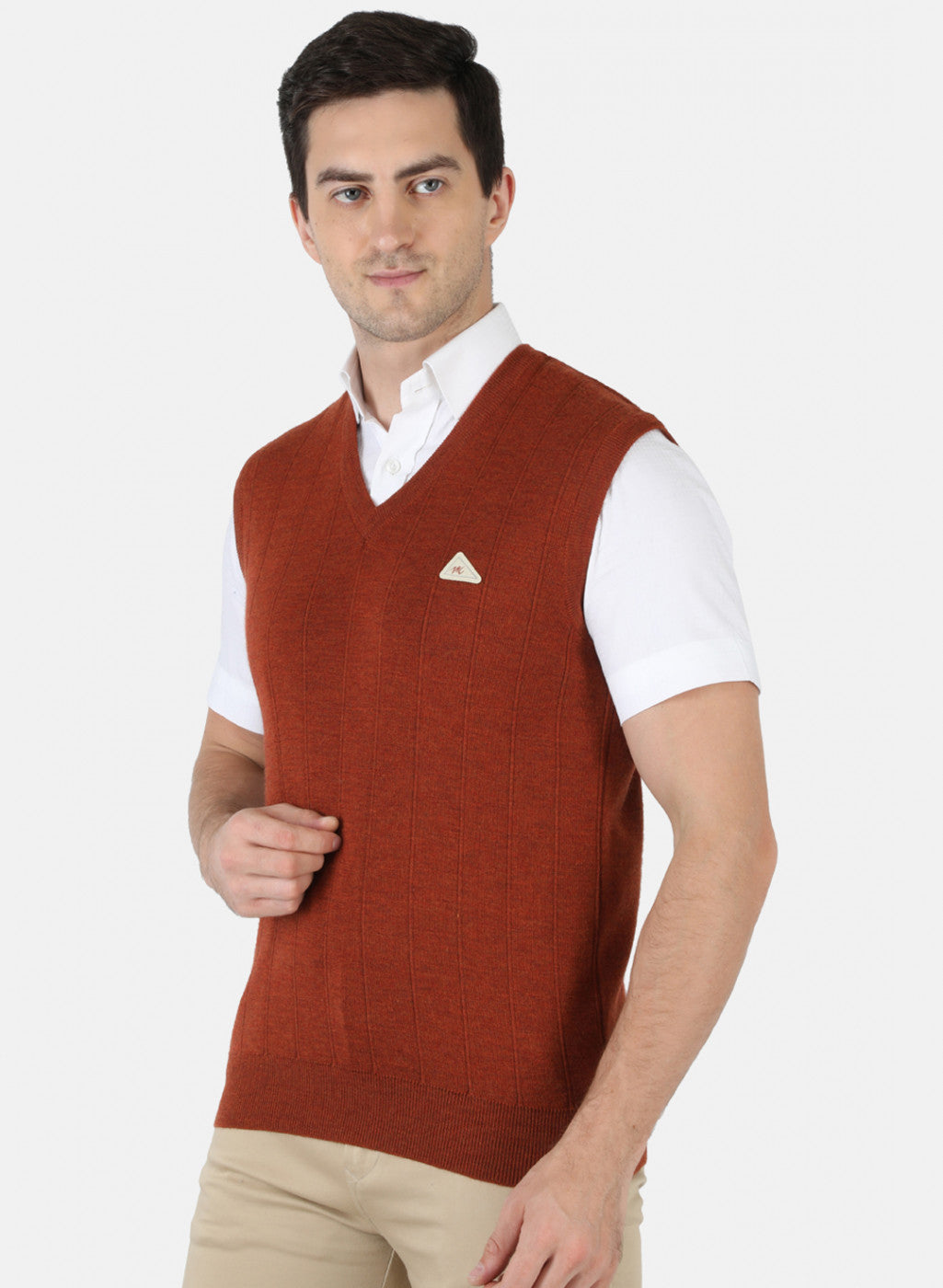 Men Orange Solid Sweater