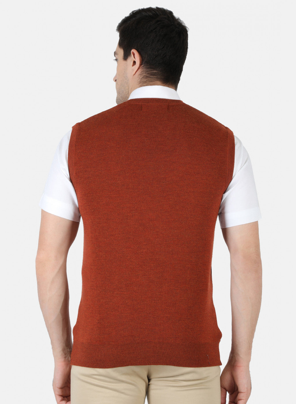 Men Orange Solid Sweater