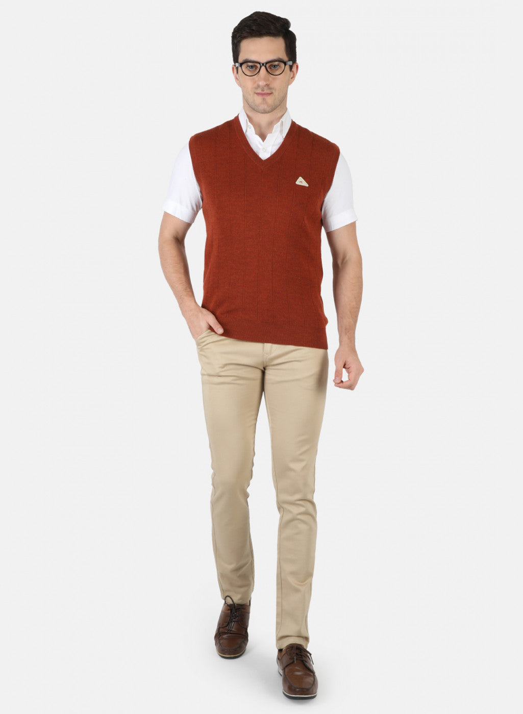 Men Orange Solid Sweater