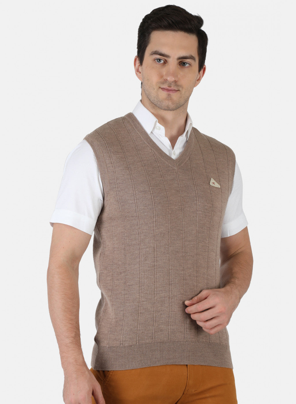 Men Brown Solid Sweater