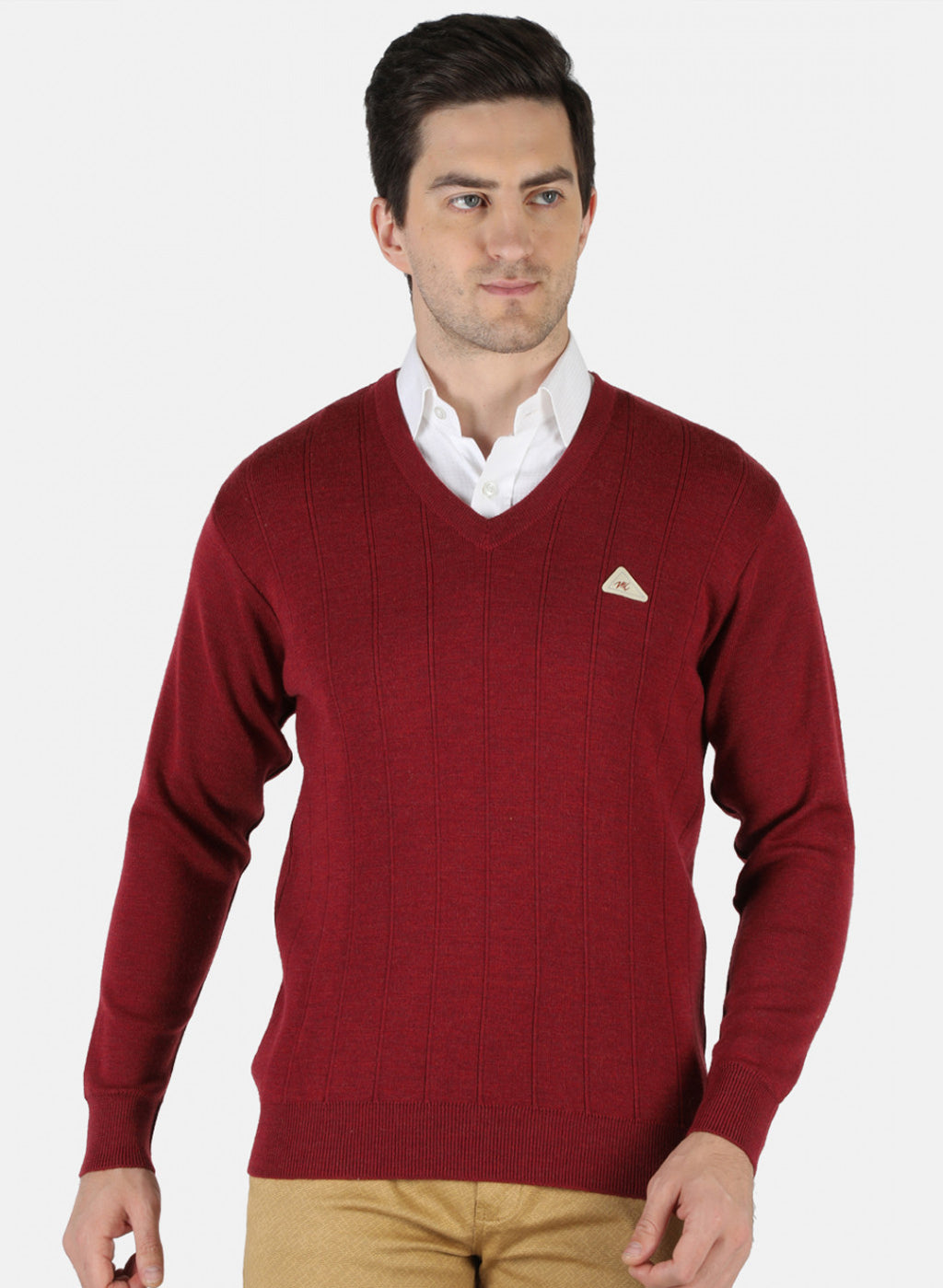 Men Maroon Solid Pullover