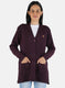 Women Maroon Solid Cardigan