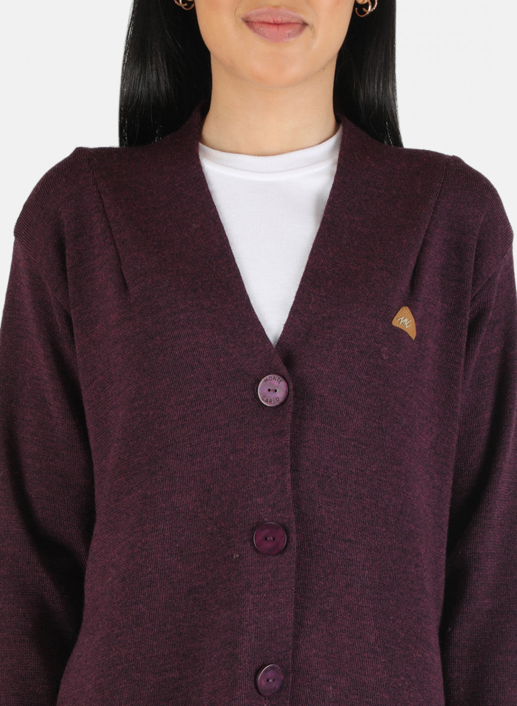 Women Maroon Solid Cardigan
