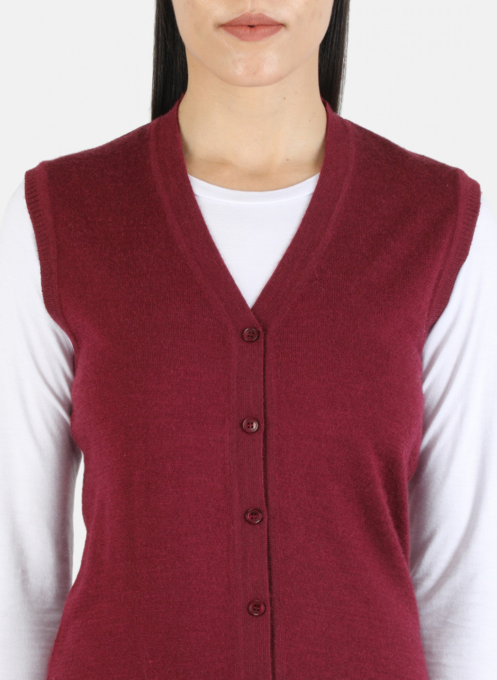 Women Maroon Solid Cardigan