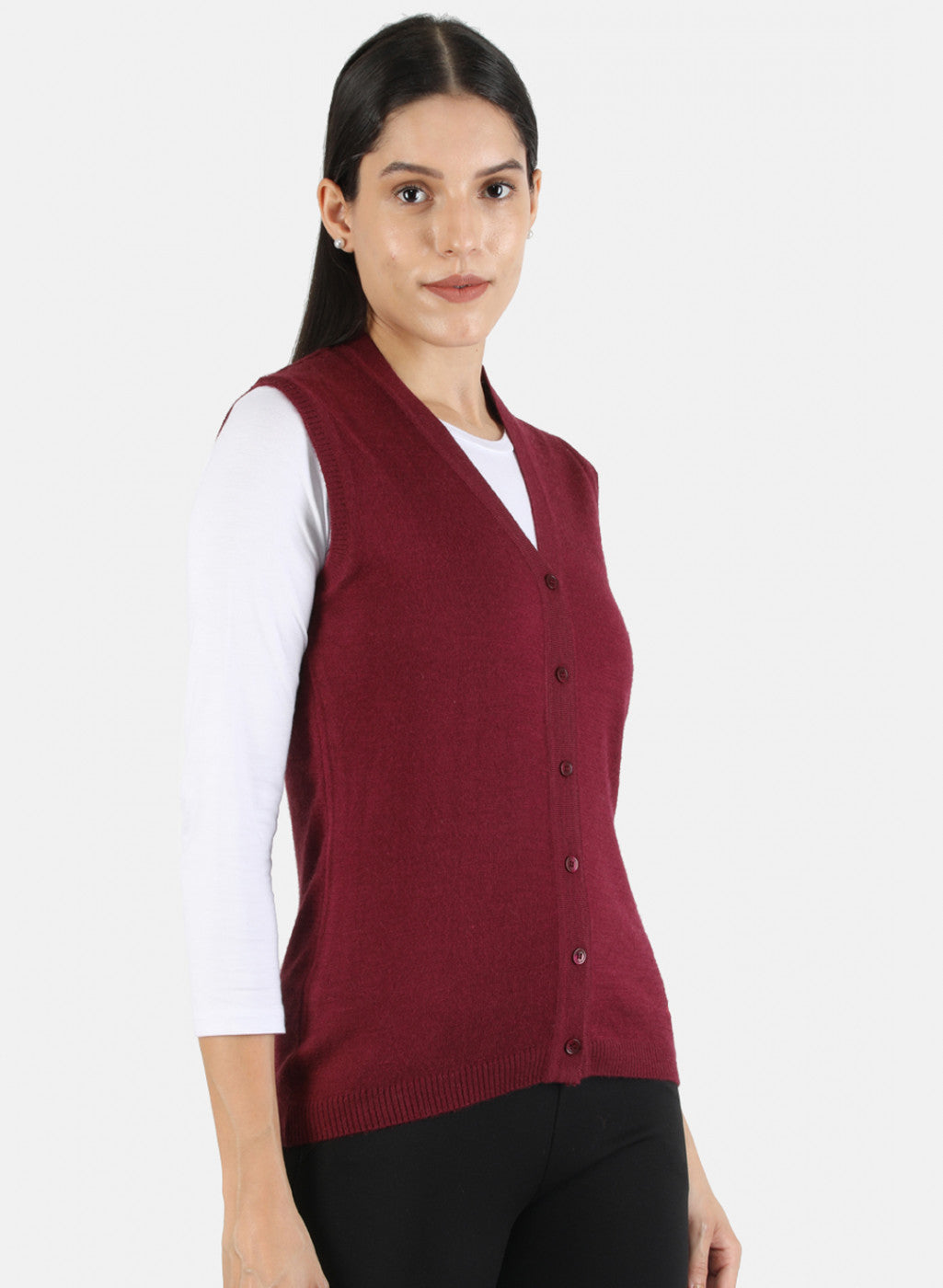 Women Maroon Solid Cardigan