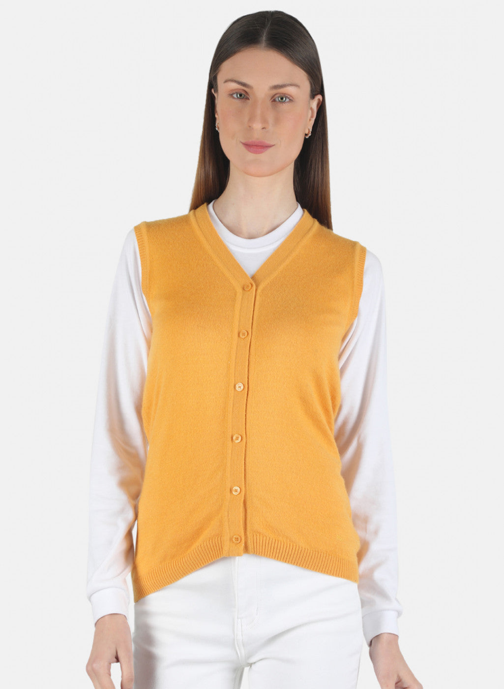 Women Yellow Solid Cardigan