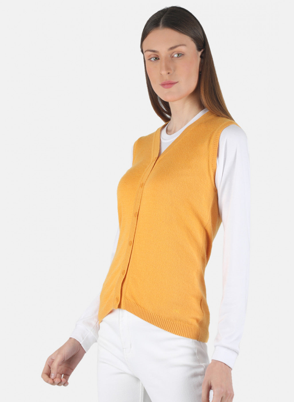 Women Yellow Solid Cardigan