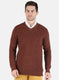Men Brown Self Design Pullover