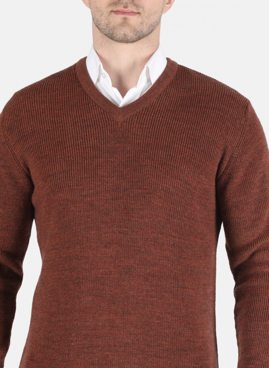 Men Brown Self Design Pullover