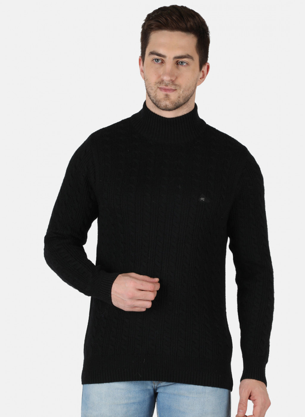 Men Black Self Design Pullover
