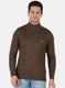 Men Brown Self Design Pullover