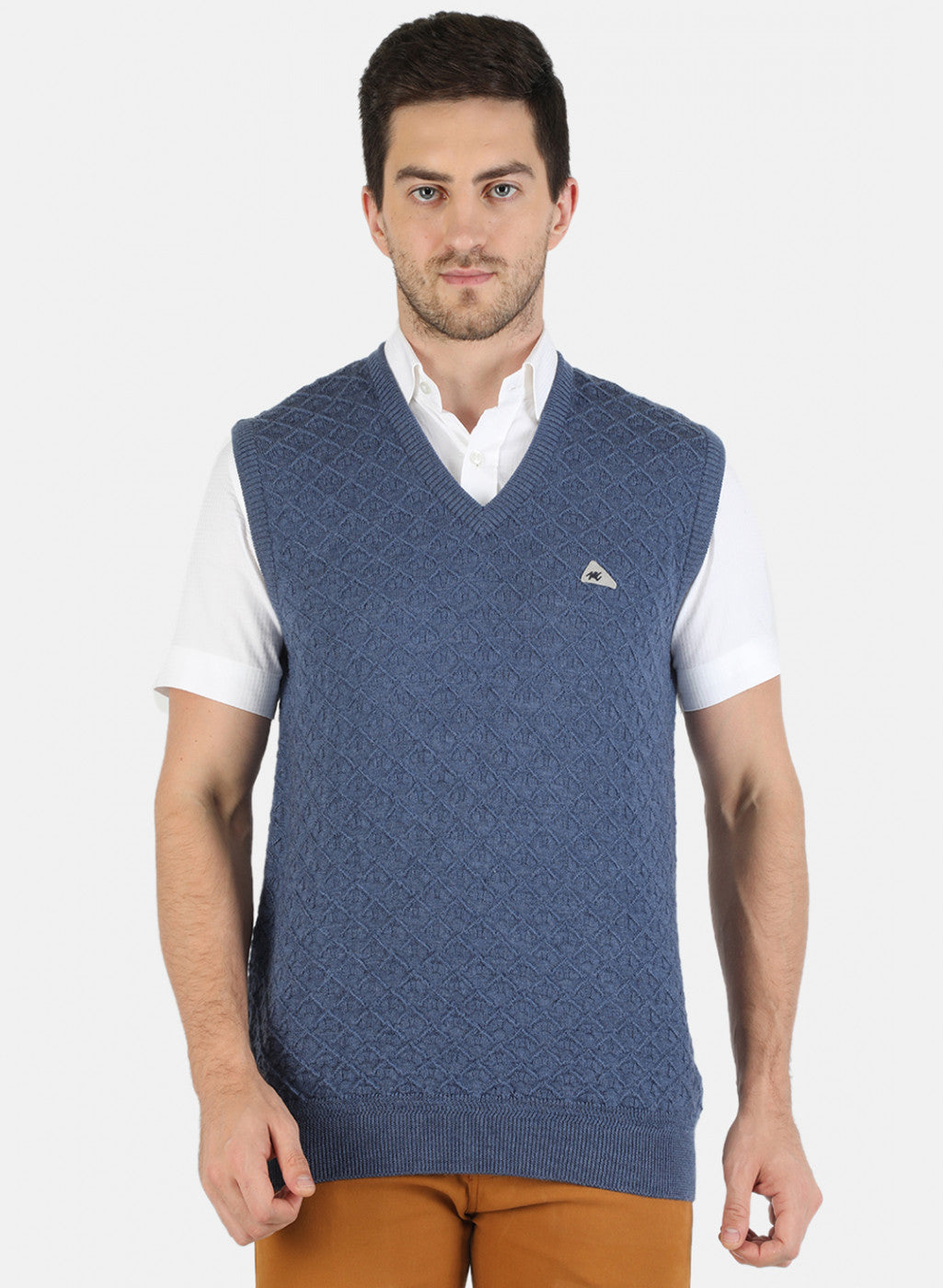 Men Blue Solid Sweater