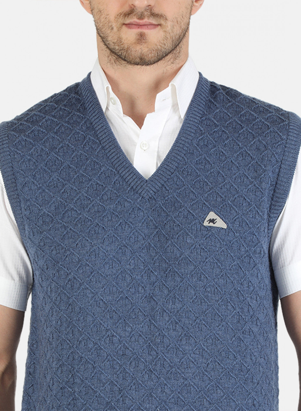 Men Blue Solid Sweater