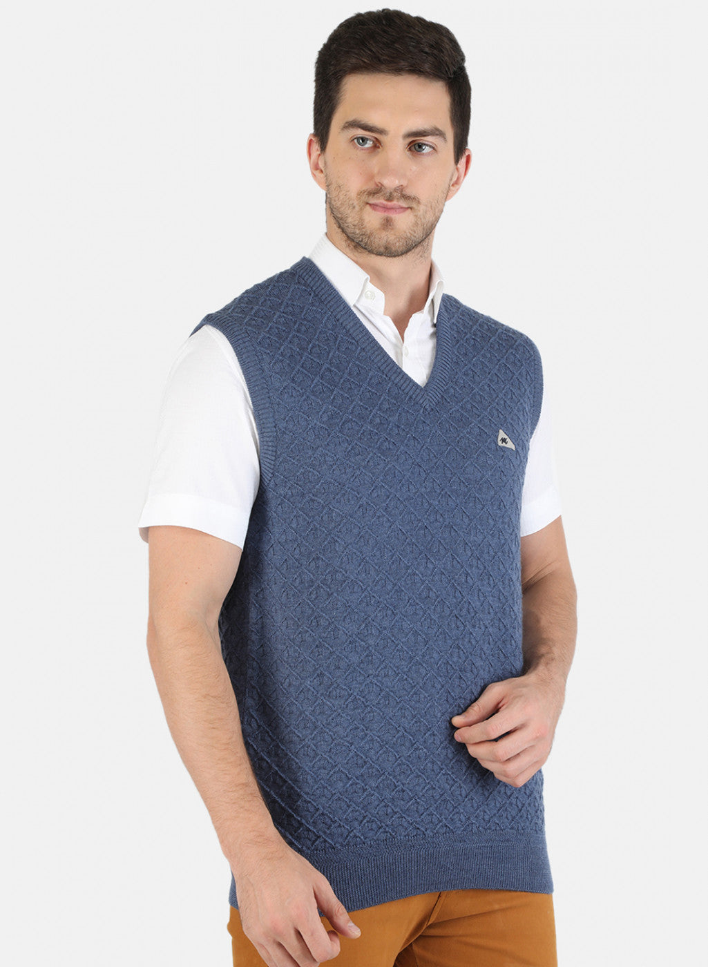 Men Blue Solid Sweater