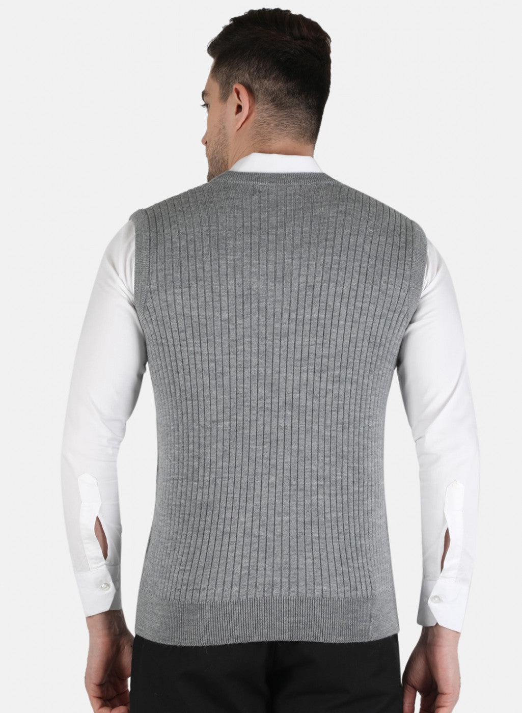 Men Grey Self Design Sweater