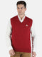 Men Red Self Design Sweater