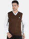 Men Brown Self Design Sweater