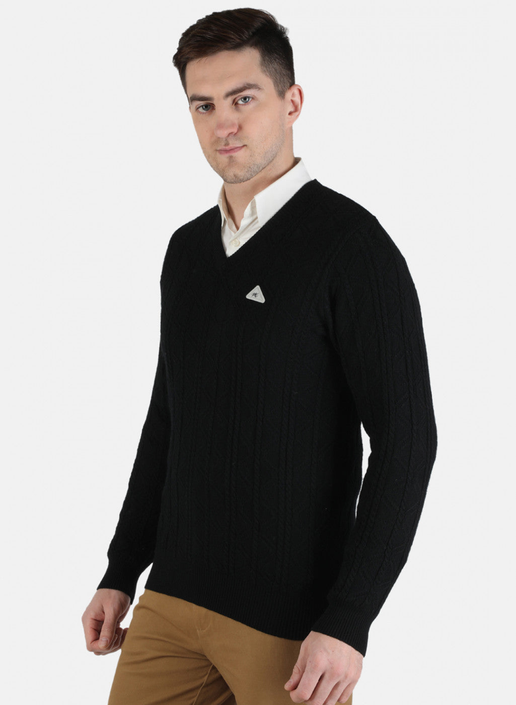 Men Black Self Design Pullover