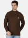 Men Brown Self Design Pullover