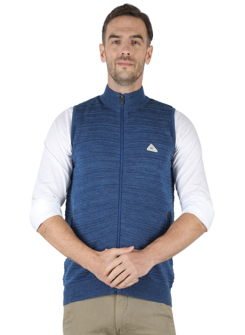 Men Blue Self Design Pullover