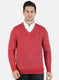 Men Red Self Pullover