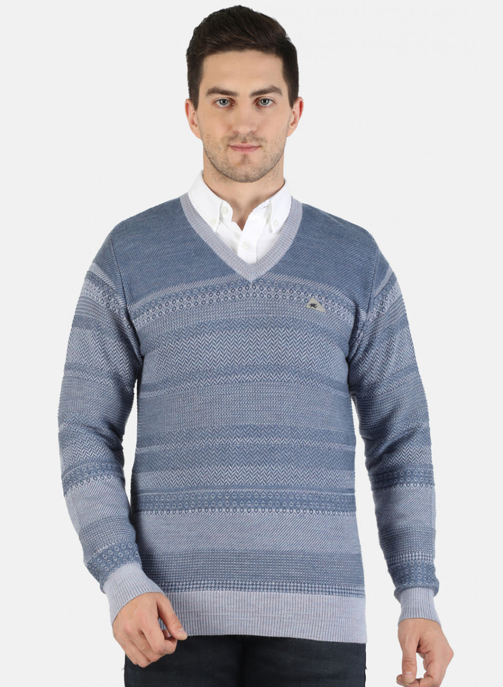 Men Blue Self Pullover