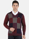 Men Maroon Self Pullover