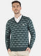 Men Green Self Pullover