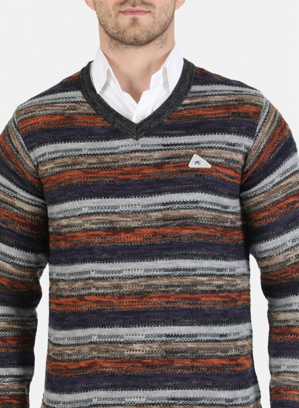 Men Grey Self Design Pullover