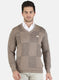 Men Brown Self Design Pullover