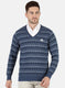 Men Blue Self Design Pullover