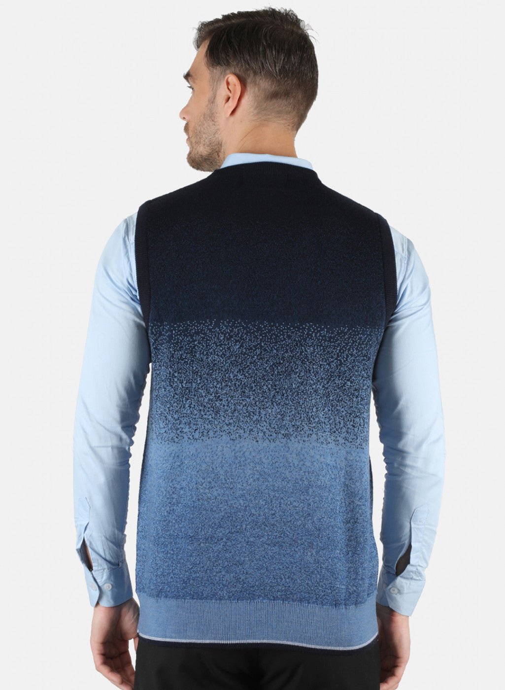 Men Blue Self Design Sweater
