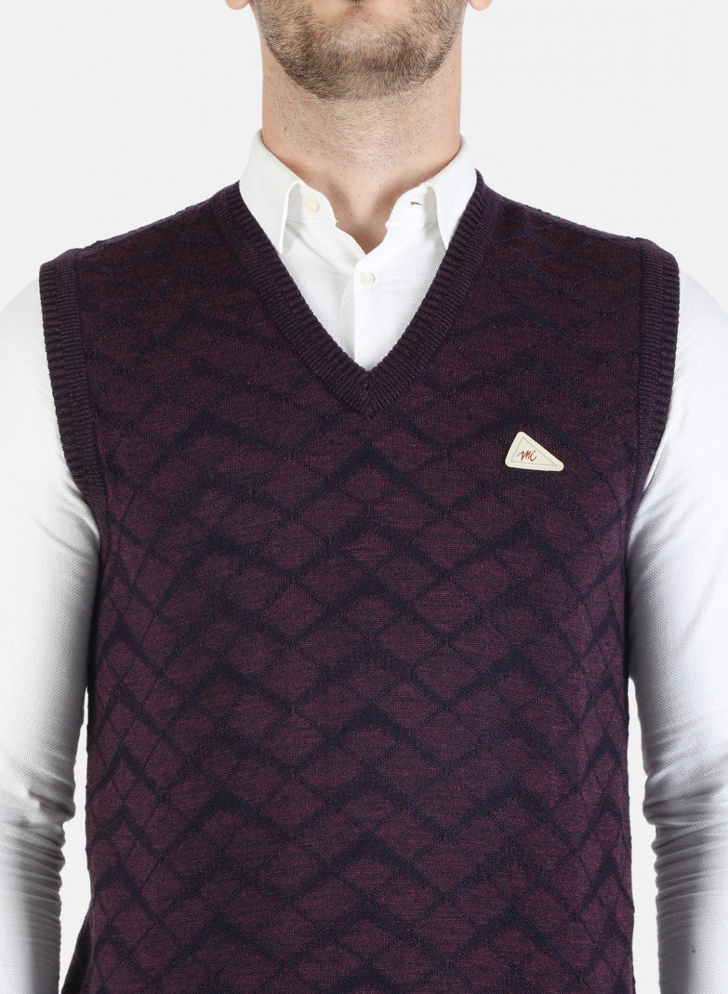 Men Purple Self Sweater