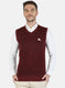 Men Maroon Self Sweater