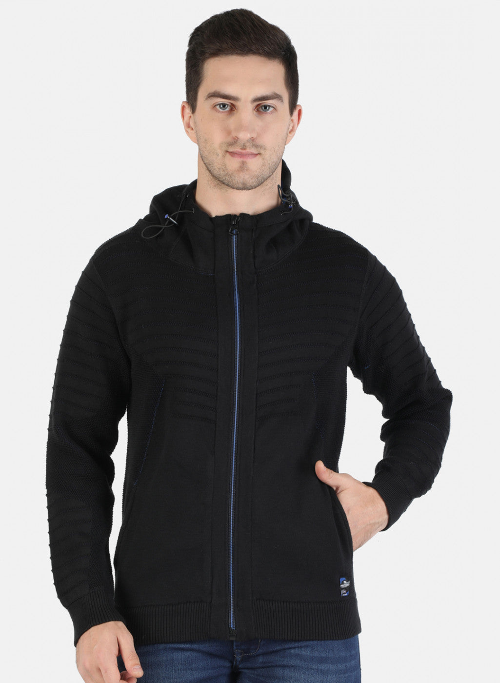 Men NAvy Blue Self Pullover