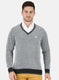 Men Grey Self Design Pullover