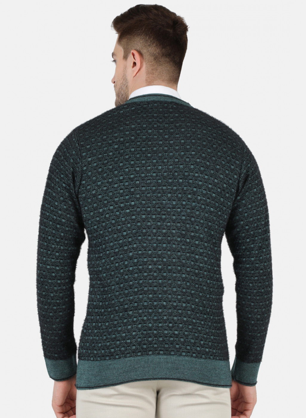 Men Black Self Design Pullover