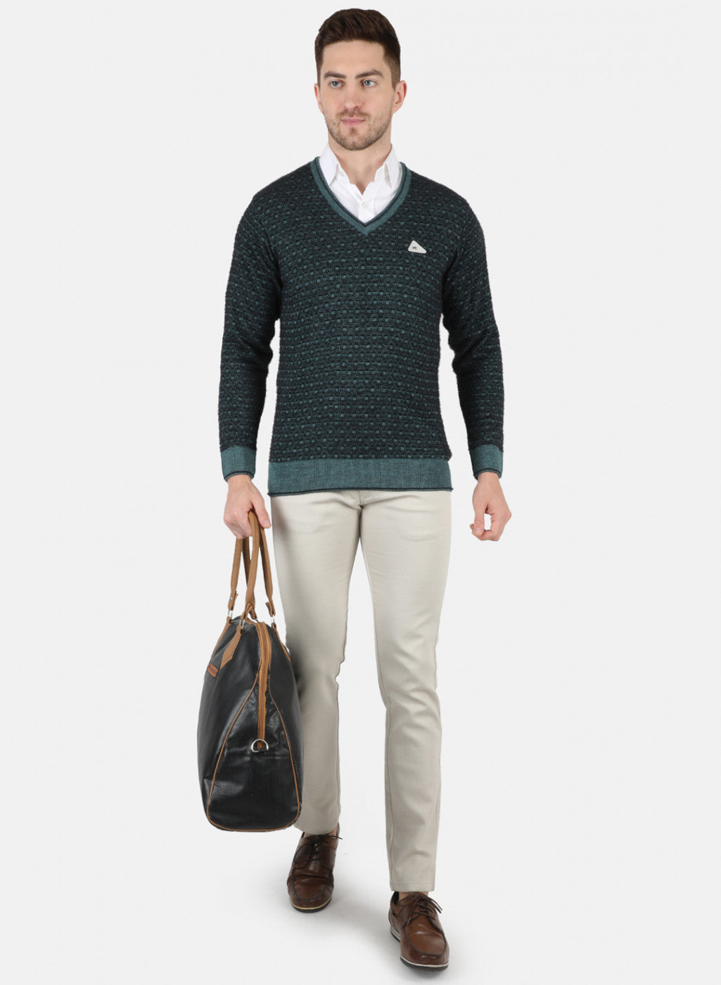 Men Black Self Design Pullover