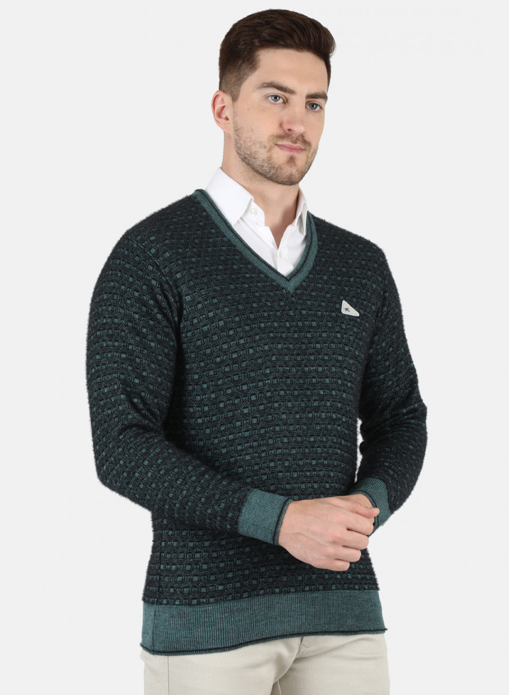 Men Black Self Design Pullover