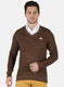 Men Brown Self Design Pullover