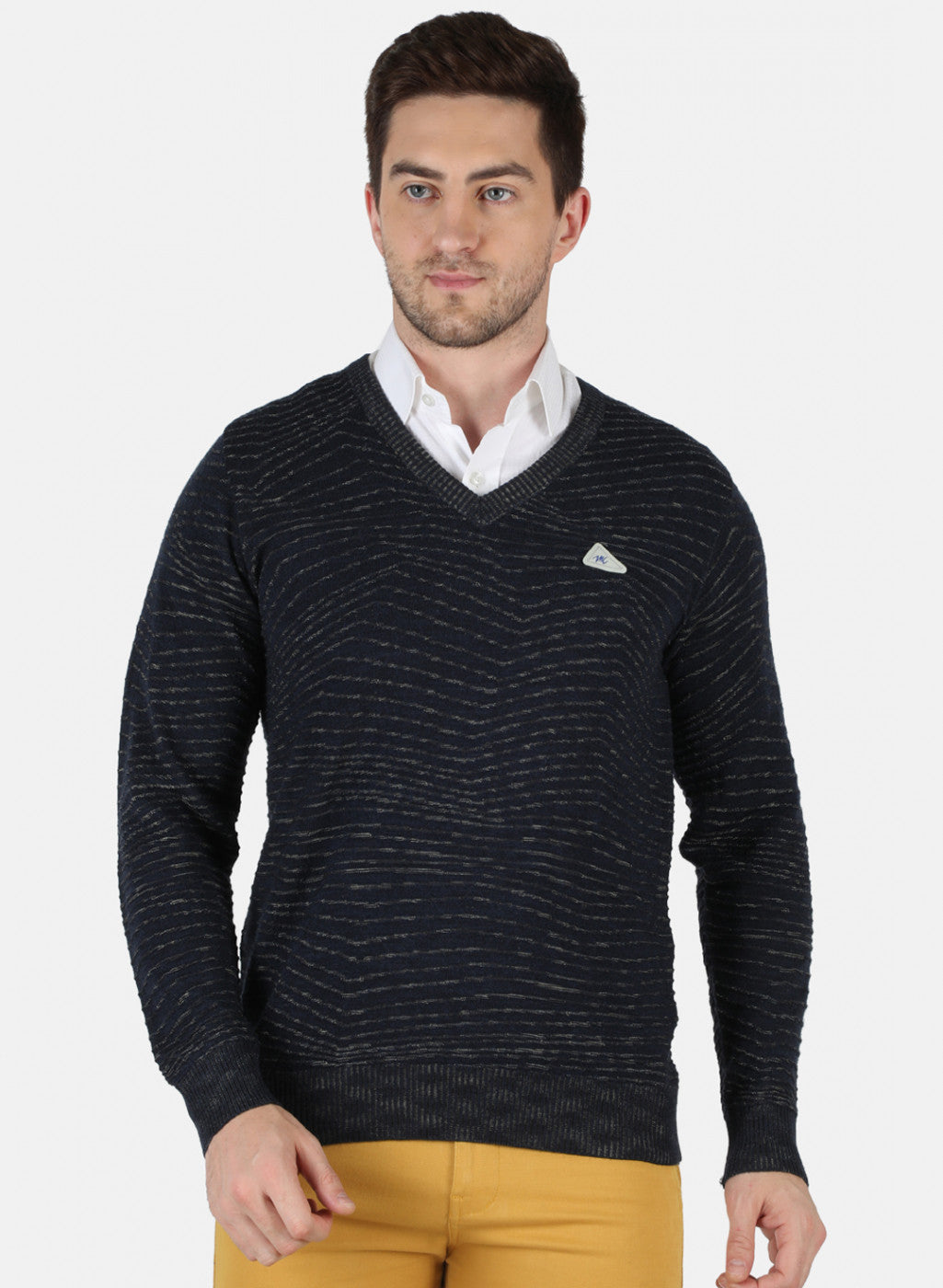Men Black Self Design Pullover