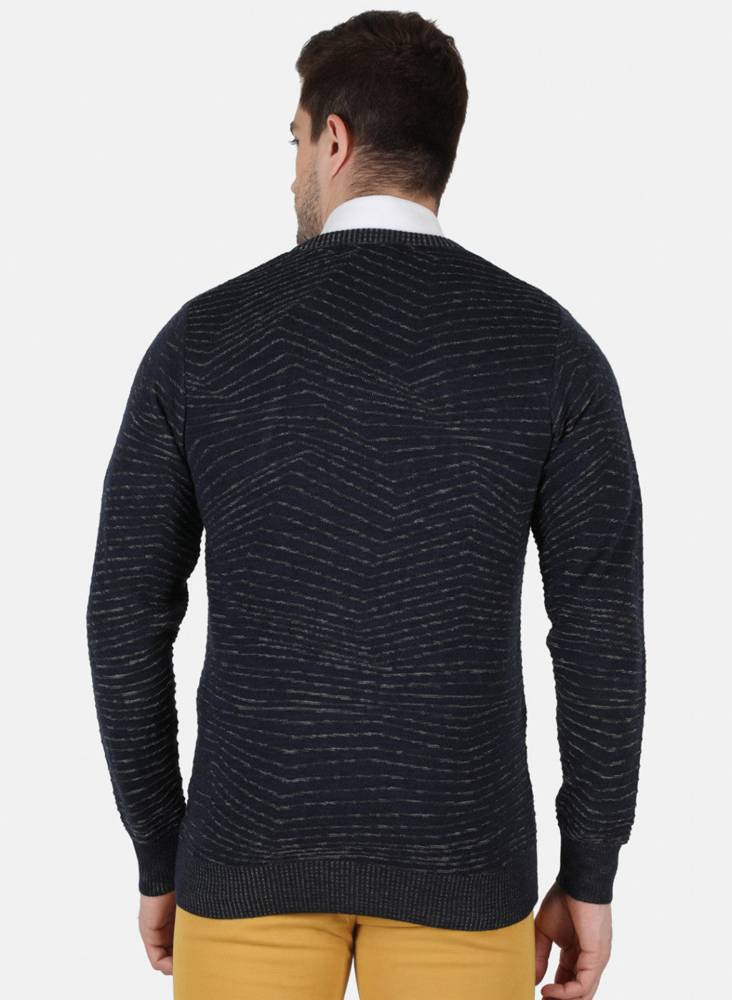 Men Black Self Design Pullover