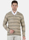 Men Beige Self Design Pullover