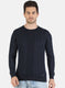 Men NAvy Blue Self Design Pullover