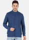 Men Blue Self Design Pullover