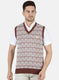 Men Brown Self Design Sweater