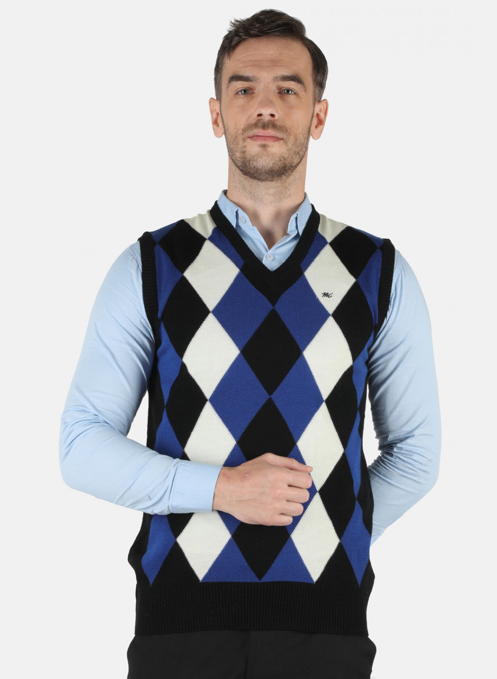 Men Multicolor Self Design Sweater