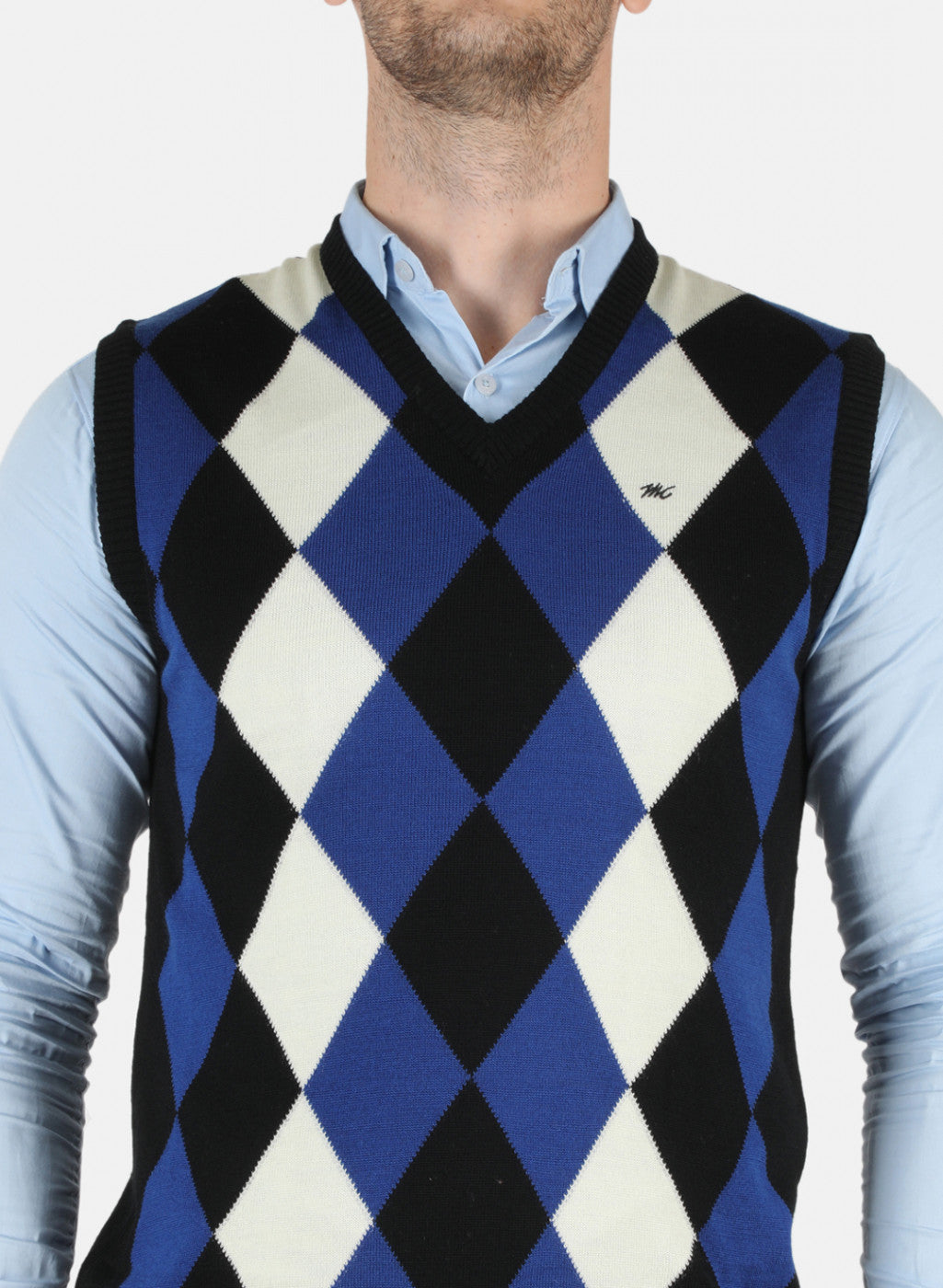 Men Multicolor Self Design Sweater